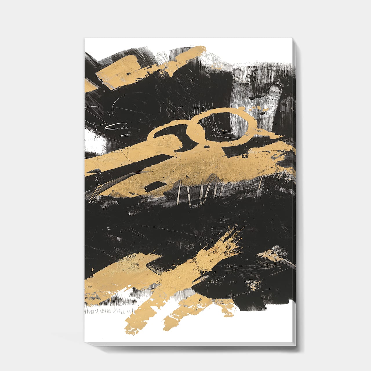 Designart - Gold and Black drift IV - Glam Premium Canvas Wall Art